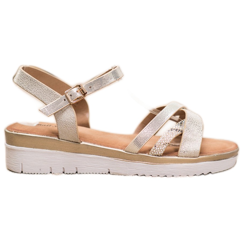 Small Swan Sandale pe pană joasă de aur