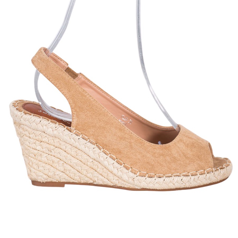 Small Swan Sandale maro pe o pană înaltă Small Swan Sandale maro pe o pană înaltă