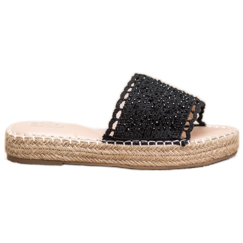 Small Swan Papuci Cu Cristale negru Small Swan Papuci Cu Cristale negru
