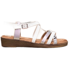 Small Swan Sandale albe elegante gri Small Swan Sandale albe elegante gri