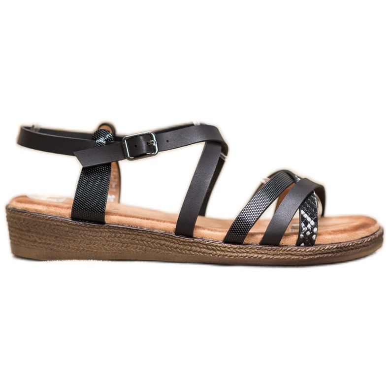 Small Swan Sandale negre elegante negru Small Swan Sandale negre elegante negru