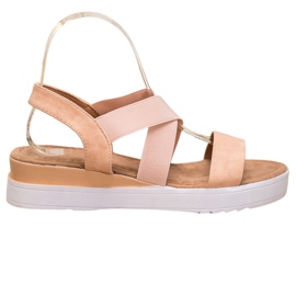 SHELOVET Sandale Pulbere Cu Elastice maro roz
