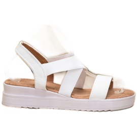 SHELOVET Sandale albe cu elastice