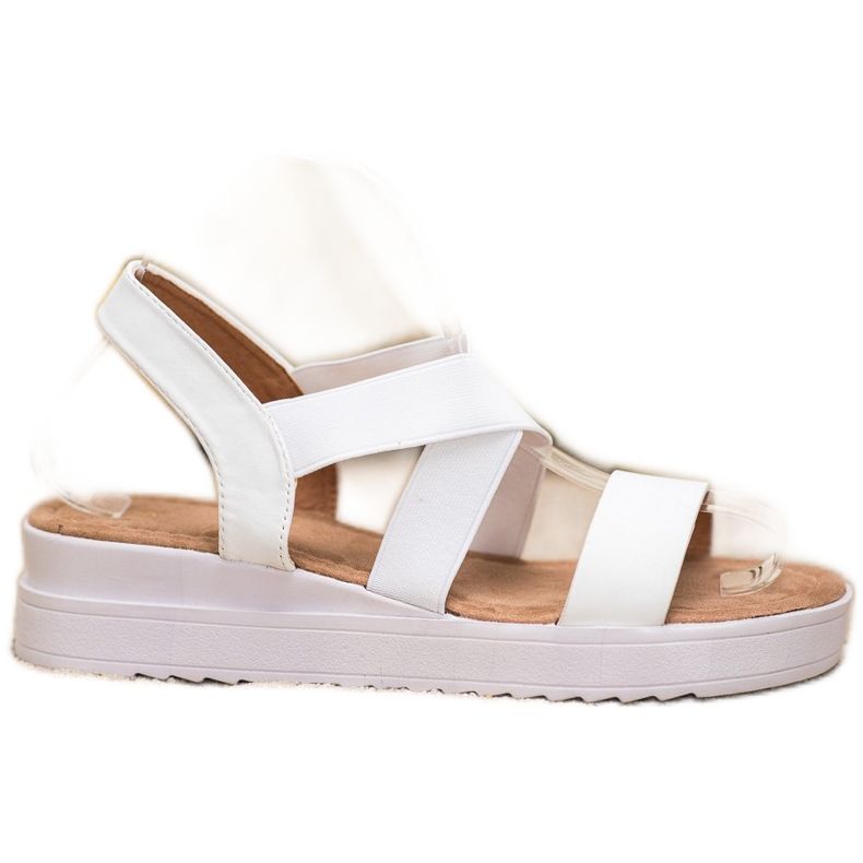 SHELOVET Sandale albe cu elastice