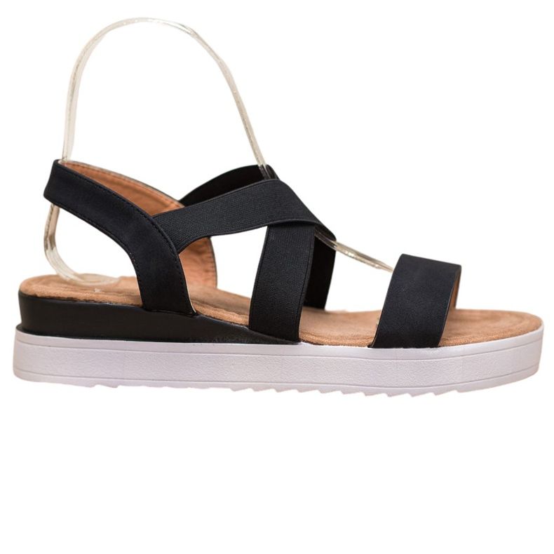 SHELOVET Sandale negre cu elastice negru