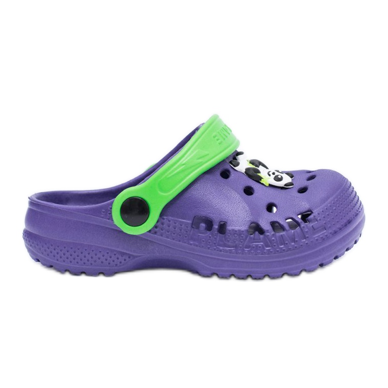 Flameshoes Papuci de casă Purple Kroks pentru copii cu panda violet verde