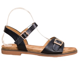 Small Swan Sandale negre cu cataramă negru Small Swan Sandale negre cu cataramă negru