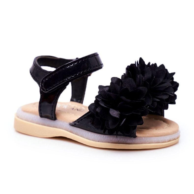 FRROCK Sandale pentru copii cu velcro strălucitor negru Milena