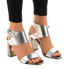 Sandale argintii elegante pe post 0354-20 gri