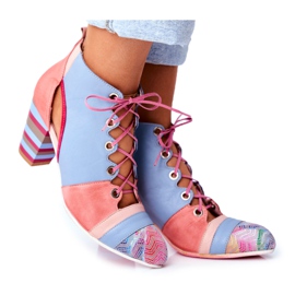 Cizme pentru femei din piele cu toc Maciejka Spring 03938-15 albastru roz Cizme pentru femei din piele cu toc Maciejka Spring 03938-15 albastru roz