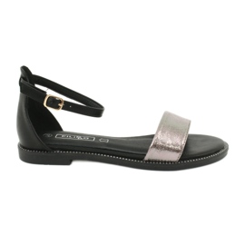 Sandale din piele Filippo DS1285 / 20 BK SI negru multicolor gri