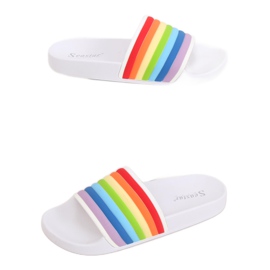 Papuci curcubeu albi T325P Alb multicolor