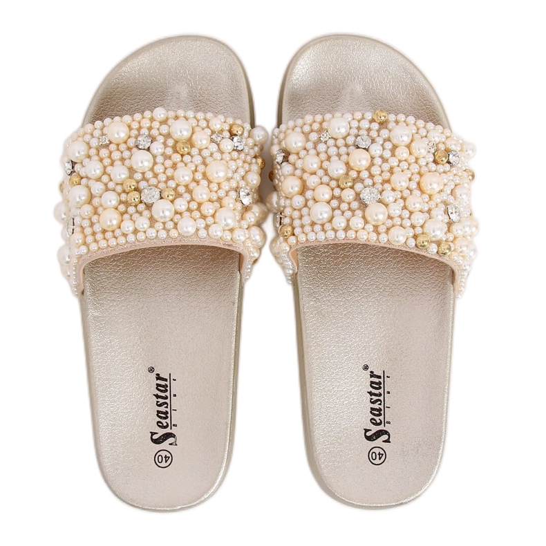 Papuci cu perle BG66 Gold de aur Papuci cu perle BG66 Gold de aur