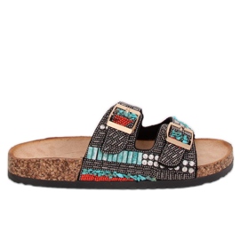 Scholki cu margele negre CK133P Negru multicolor