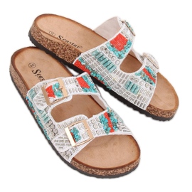 Scholki cu margele albe CK133P Alb multicolor