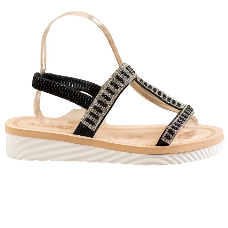 SHELOVET Sandale slip-on cu margele negru