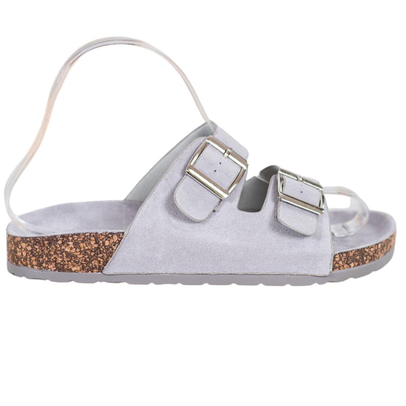 Queentina Papuci confortabili cu cataramă gri Queentina Papuci confortabili cu cataramă gri