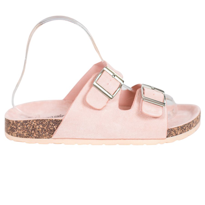 Queentina Papuci confortabili cu cataramă roz Queentina Papuci confortabili cu cataramă roz