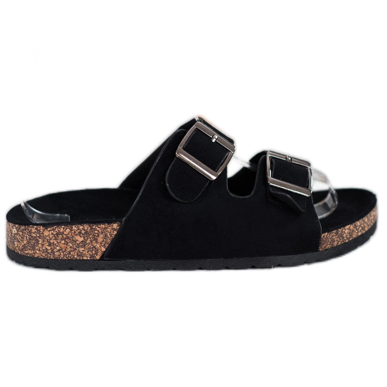 Queentina Papuci confortabili cu cataramă negru