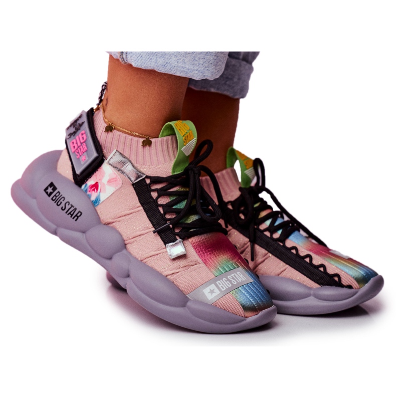 Pantofi sport pentru femei Big Star de Daniel Lopez FF274A581 roz multicolor