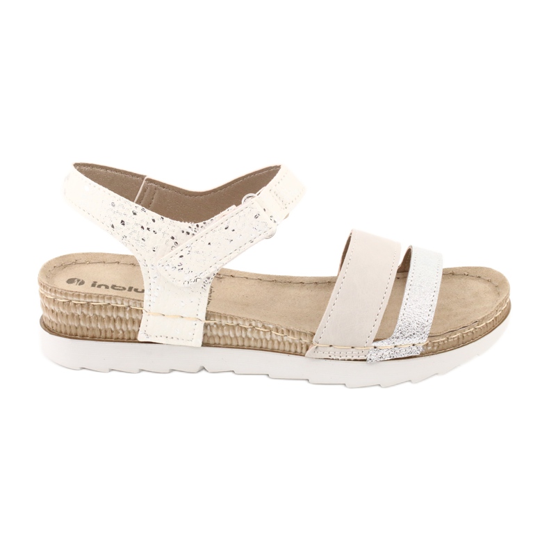 Sandale cu inserție de piele Inblu Argento OF019 alb gri