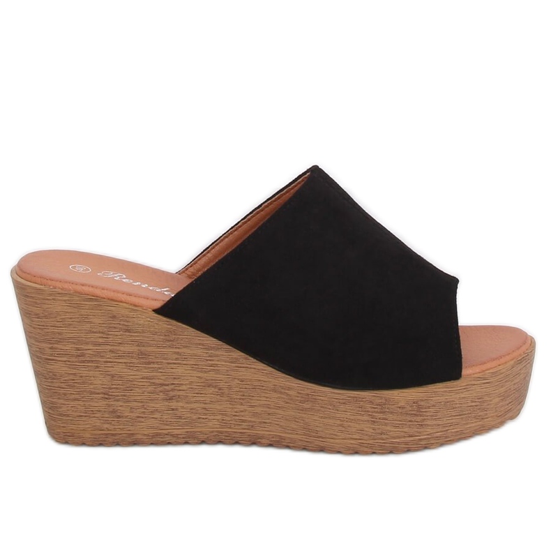 Papuci negri pe pană negru 10-236 Negru