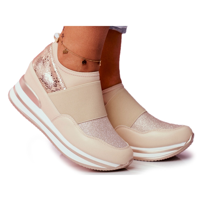 Pantofi sport pentru femei Slip On Wedge Beige Cold Play bej Pantofi sport pentru femei Slip On Wedge Beige Cold Play bej