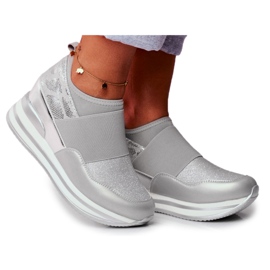 Pantofi sport pentru femei Slip On Wedge Grey Cold Play gri