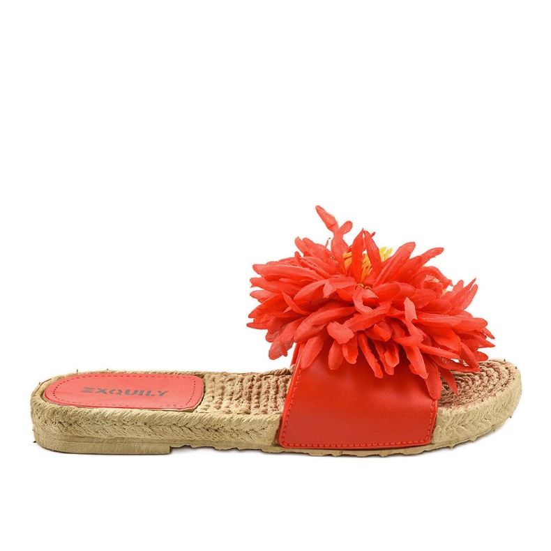 Flip-flops roșii cu espadrile cu flori CD-1831 roșu Flip-flops roșii cu espadrile cu flori CD-1831 roșu