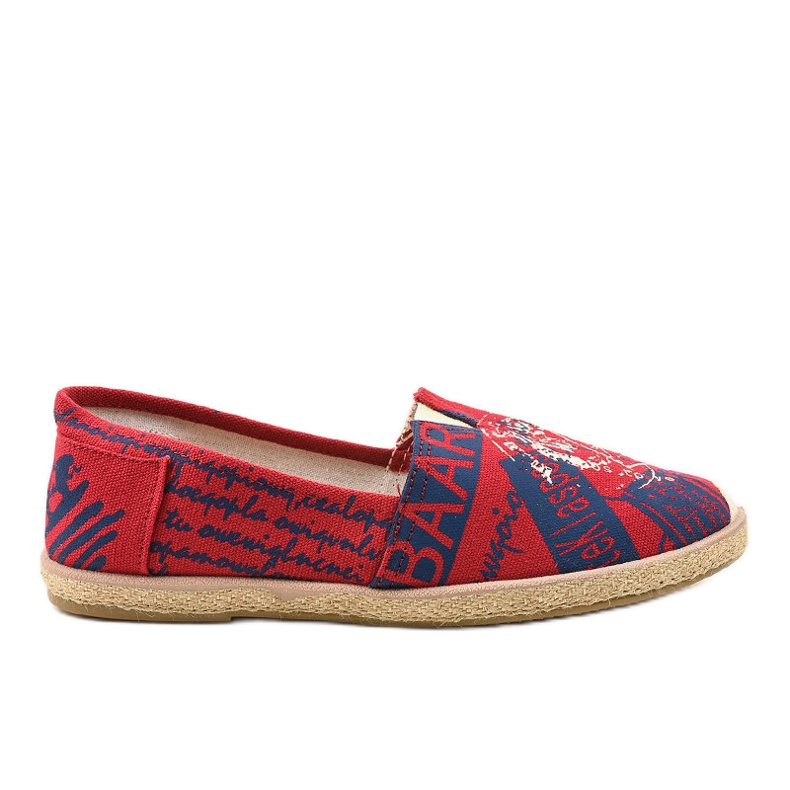 Pantofi bărbați roșii espadrile BKA-48 roșu albastru