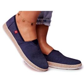 Espadrile pentru femei Big Star Slip-on Blue Navy FF276024 albastru marin Espadrile pentru femei Big Star Slip-on Blue Navy FF276024 albastru marin