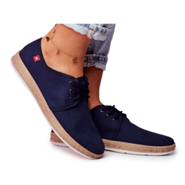 Espadrile pentru femei Big Star Blue Navy FF276042 albastru marin Espadrile pentru femei Big Star Blue Navy FF276042 albastru marin