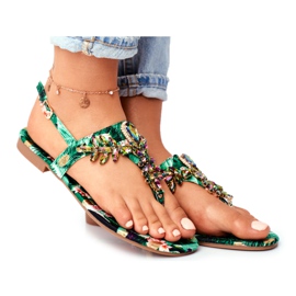 Sandale de damă Flip-flops elegante Cristale Verde Sub Control Sandale de damă Flip-flops elegante Cristale Verde Sub Control