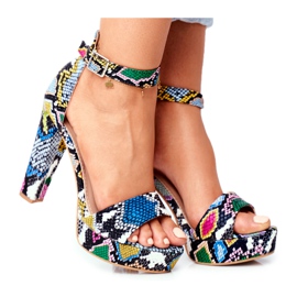 SEA Sandale pentru femei pe toc înalt Șarpe colorat Figaro multicolor SEA Sandale pentru femei pe toc înalt Șarpe colorat Figaro multicolor