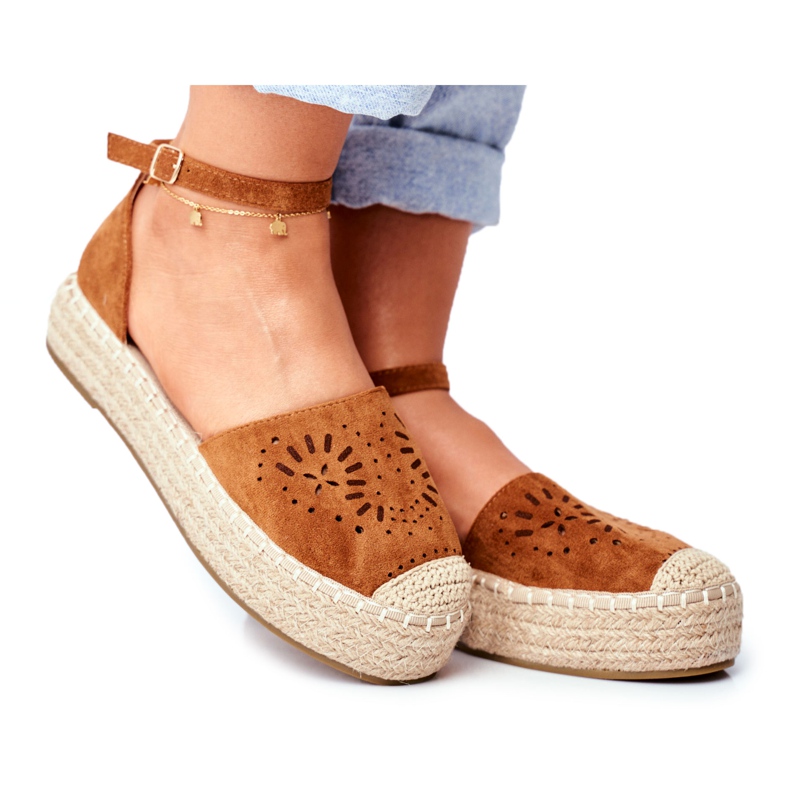 PS1 Espadrile de damă pe platforma de lenjerie Palermo Camel maro