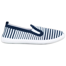 SHELOVET Adidași adezivi cu dungi alb albastru SHELOVET Adidași adezivi cu dungi alb albastru