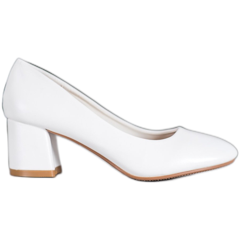 SHELOVET Pompe albe cu piele ecologică