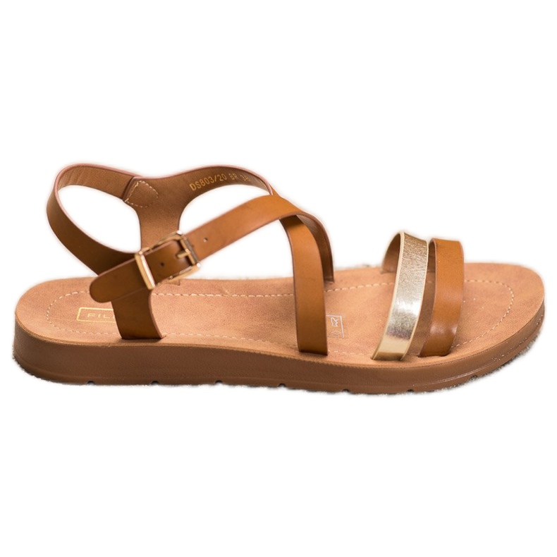 Filippo Sandale casual cu o dungă aurie maro de aur