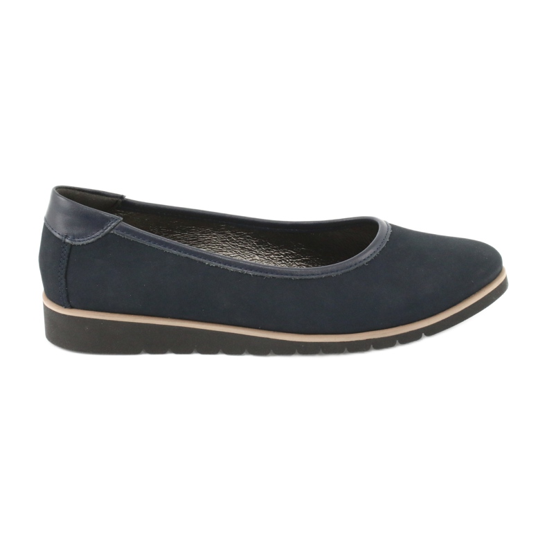 Angello Ballerine din piele pentru femei pe pană 1348 Navy Blue albastru