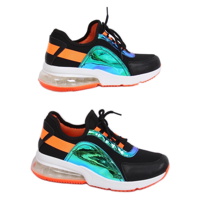 Pantofi sport de damă negri F-3336 NEGRU / ORANGE portocale