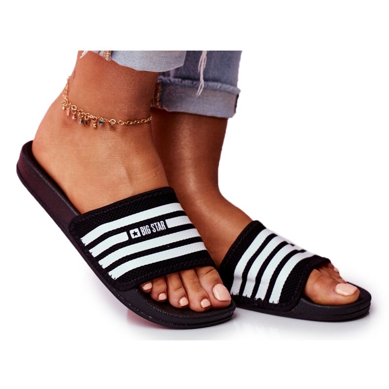 Papuci de damă Big Star Black FF274A353 alb negru