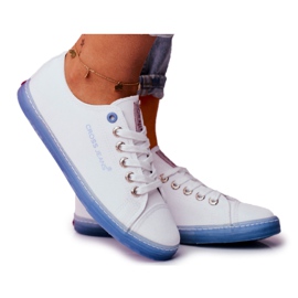 Adidași pentru femei Cross Jeans White Blue FF2R4077C alb albastru