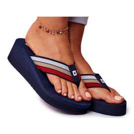 Papuci de damă Flip-flops Big Star on a wedge Blue Navy FF274A301 albastru marin