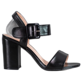 Small Swan Sandale Pe O Bară Cu Piele Eco negru Small Swan Sandale Pe O Bară Cu Piele Eco negru