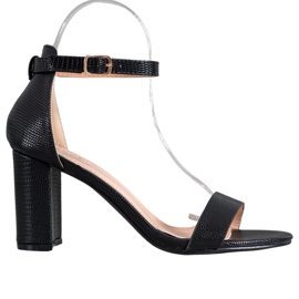 Small Swan Sandale elegante cu toc negru