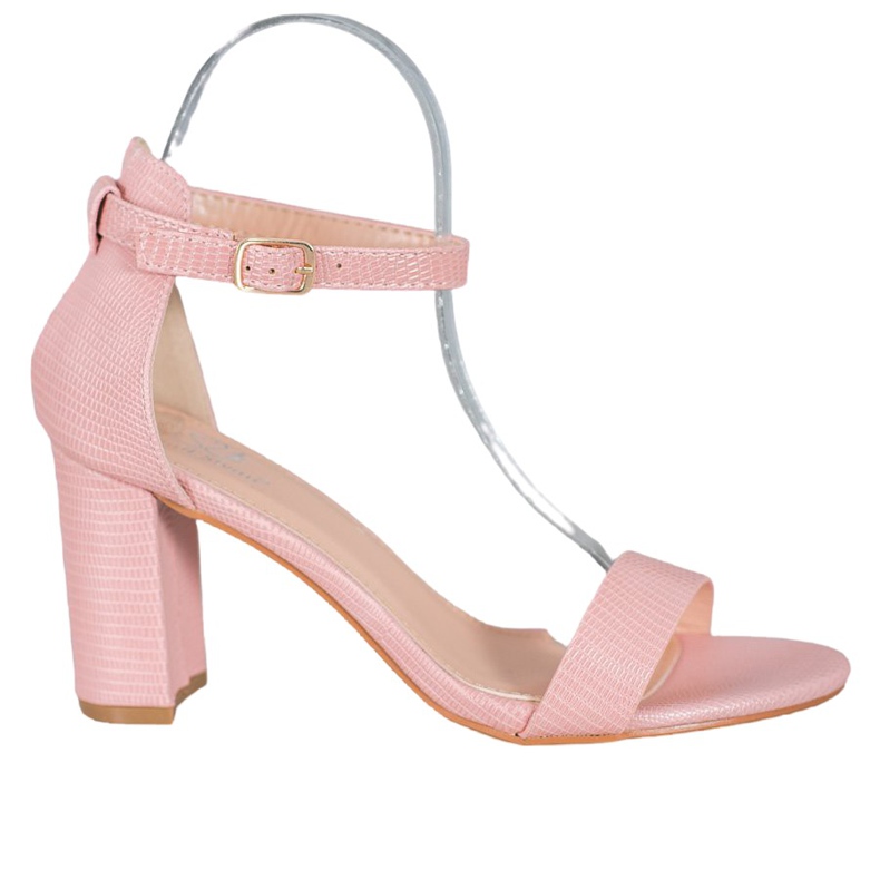 Small Swan Sandale elegante cu toc roz Small Swan Sandale elegante cu toc roz