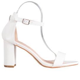 Small Swan Sandale elegante cu toc alb