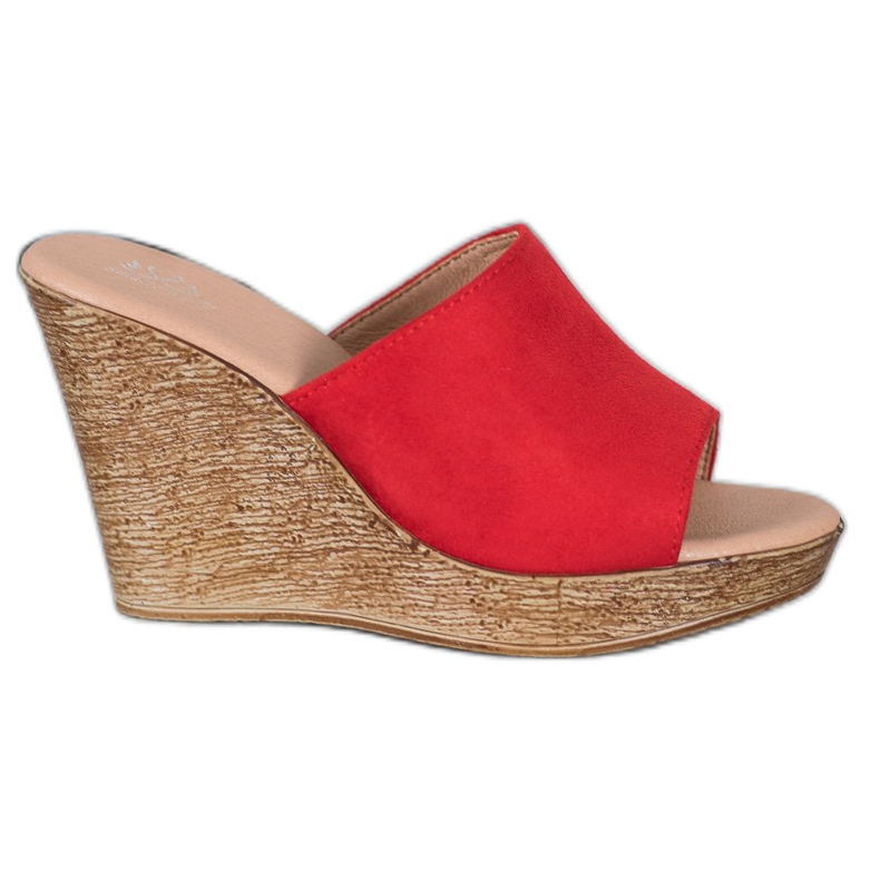 Small Swan Papuci din piele de căprioară ușoară roșu