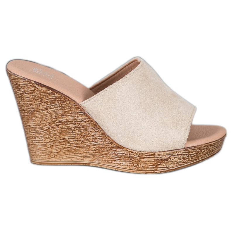 Small Swan Papuci din piele de căprioară ușoară maro