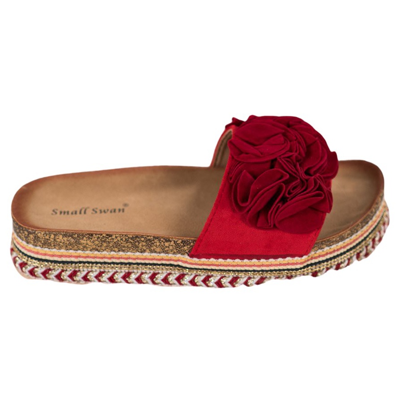 Small Swan Papuci din piele intoarsa cu ornamente roșu Small Swan Papuci din piele intoarsa cu ornamente roșu